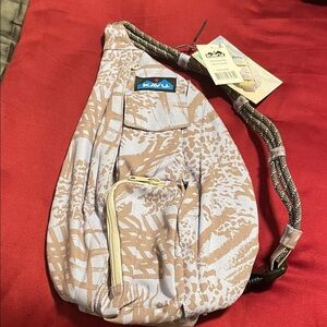 Kavu Mini Sling Bag with Pattern in Light Blue and Brown